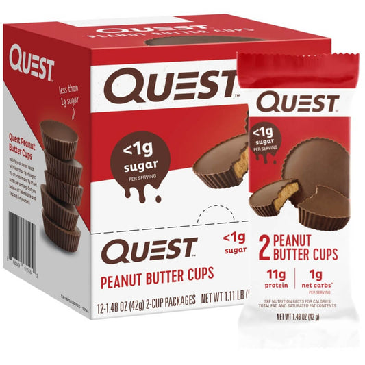 Quest Nutrition Peanut Butter Cups, 11g Protein, 1g Sugar, Low Carb, Gluten Free, 12 Count